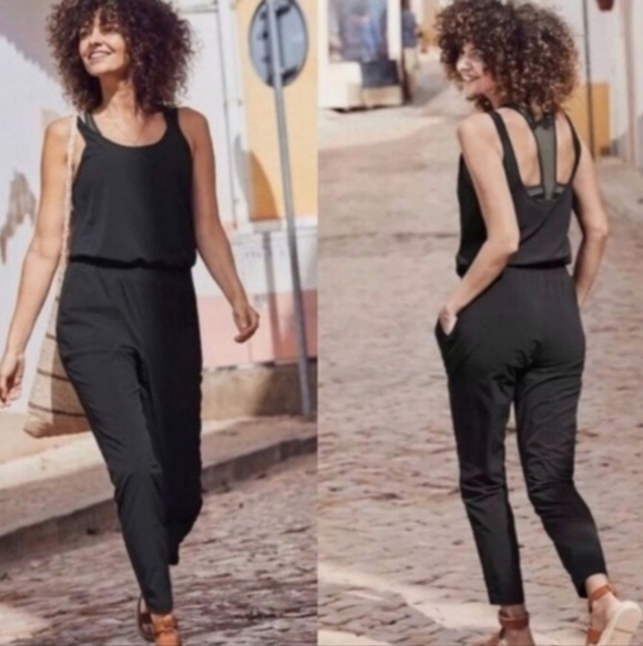 Athleta Pants - Athleta Roaming Romper Jumpsuit Black Size 16 New